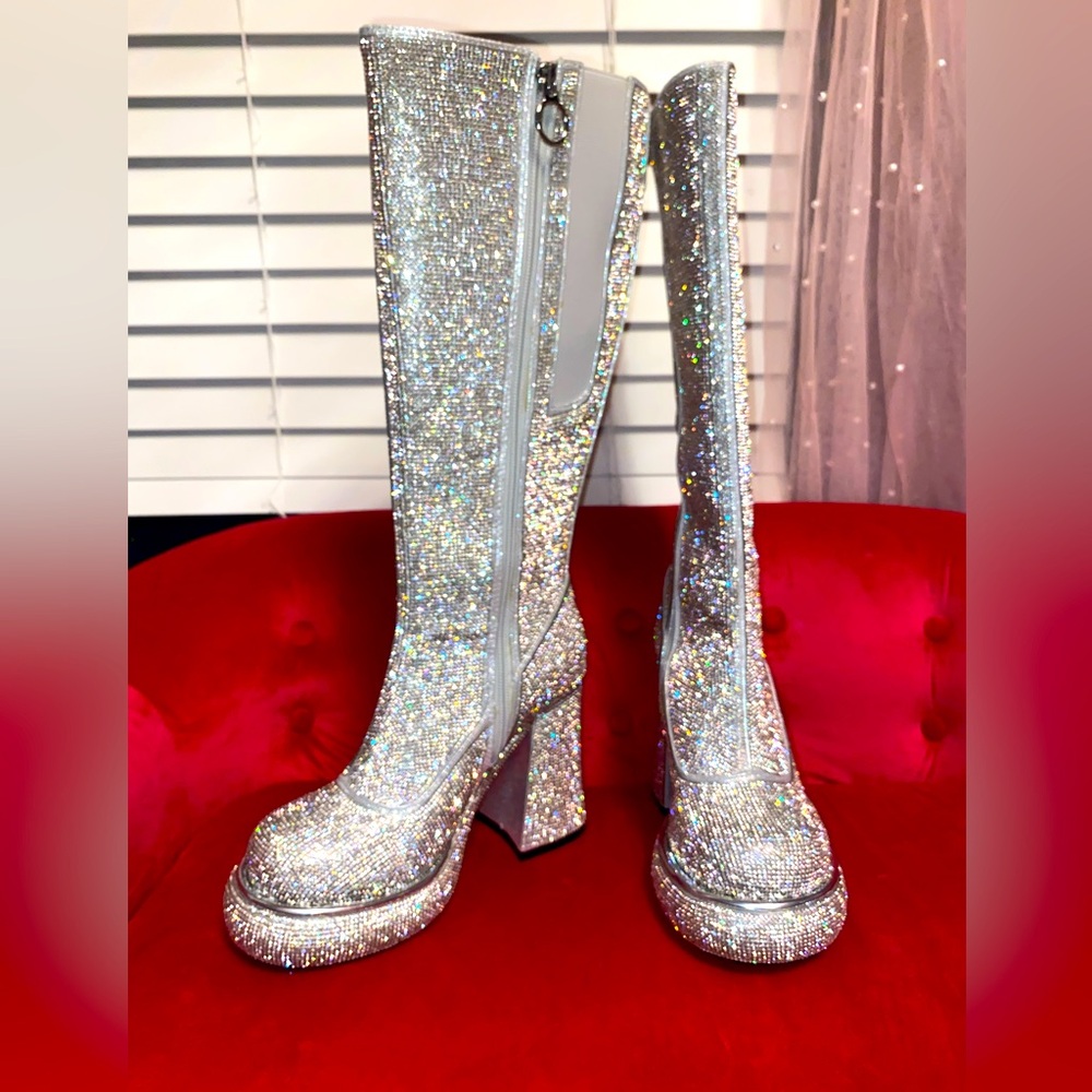 NWOT Dolls Kill Rhinestone Boots